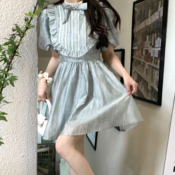 princess dress bubble sleeve waist summer new french high sense of first love milk department, Black;gray
princess dress bubble sleeve waist summer new french high sense of first love milk department, Black;gray