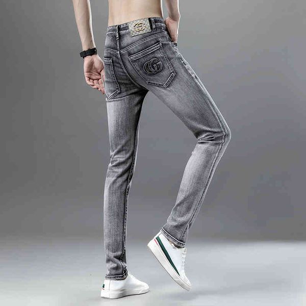 men's jeans jeans small feet slim fit cotton spring and summer men's international double g embossing kd44, Blue
men's jeans jeans small feet slim fit cotton spring and summer men's international double g embossing kd44, Blue