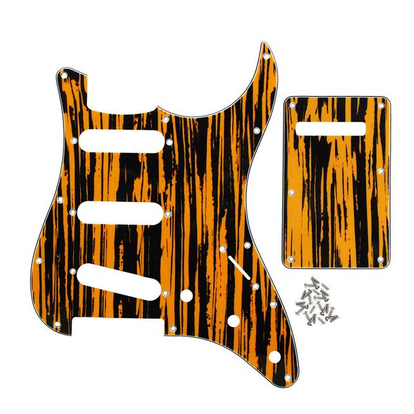 1 set 4ply sss pickguard 11 hole scratch plate tawny stripe with back plate screws electric guitar parts
1 set 4ply sss pickguard 11 hole scratch plate tawny stripe with back plate screws electric guitar parts