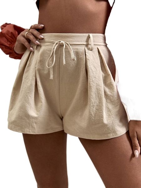 fold pleated belted shorts f5q5#, White;black