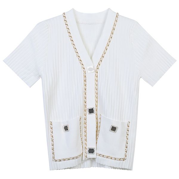 61 2022 runway summer brand same style sweater white pink black t shirt v neck short sleeve women's sweaters ming, White;black
61 2022 runway summer brand same style sweater white pink black t shirt v neck short sleeve women's sweaters ming, White;black