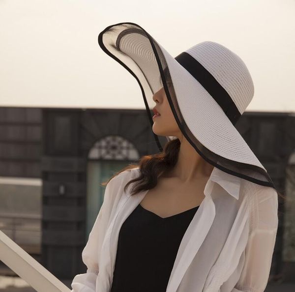 large wide brim straw hat hair accessories women beach hats big ladies summer uv protection foldable sun shade cap sun hat, Blue;gray
large wide brim straw hat hair accessories women beach hats big ladies summer uv protection foldable sun shade cap sun hat, Blue;gray