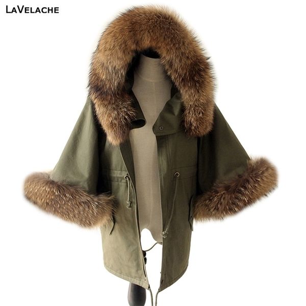 women winter coat jacket raccoon large fur collar army green casual overcoat flare sleeve cloak cottonpadded outerwear, Black
women winter coat jacket raccoon large fur collar army green casual overcoat flare sleeve cloak cottonpadded outerwear, Black