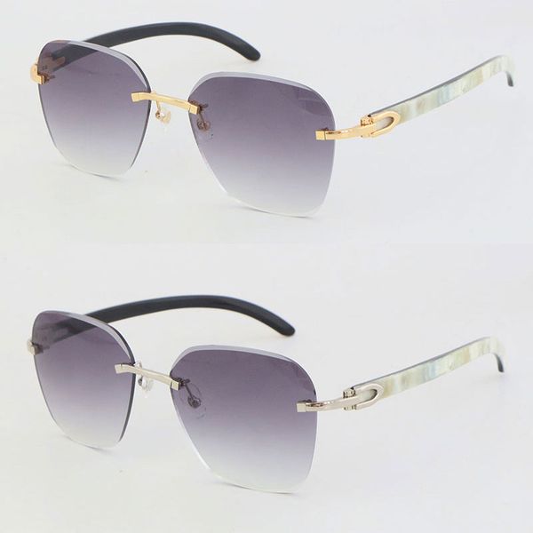 new rimless white inside black buffalo horn vertical stripes sunglasses woman diamond cut lens frameless sun glasses 18k gold male and femal, White;black
new rimless white inside black buffalo horn vertical stripes sunglasses woman diamond cut lens frameless sun glasses 18k gold male and femal, White;black