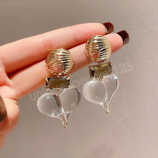s925 needle trendy jewelry transparent resin earrings trend heart dangle earrings for women accessories, Silver
s925 needle trendy jewelry transparent resin earrings trend heart dangle earrings for women accessories, Silver