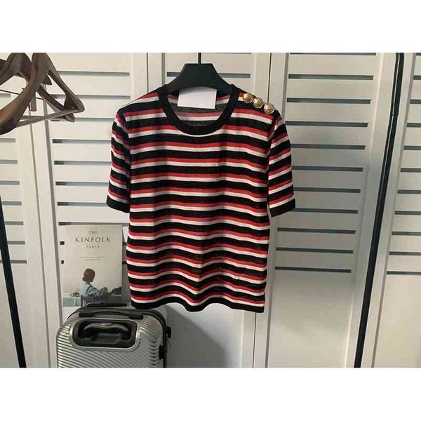 women's sweaters 22ss spring and summer balman cotton linen loose stripe gold button pullover ins couple knitted t-shirt tj6m, White;black
women's sweaters 22ss spring and summer balman cotton linen loose stripe gold button pullover ins couple knitted t-shirt tj6m, White;black