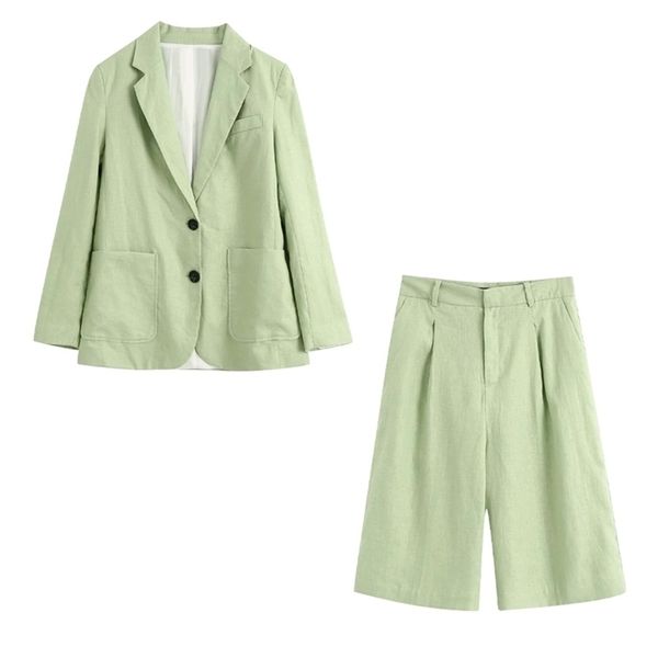 2020 new summer suits women two piece set linen blazer lapel collar & bermuda shorts high waist ensemble femme chandal mujer t200701, White
2020 new summer suits women two piece set linen blazer lapel collar & bermuda shorts high waist ensemble femme chandal mujer t200701, White