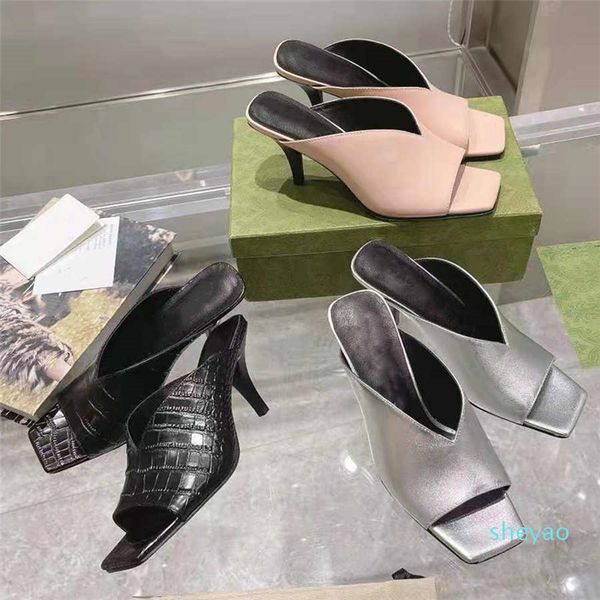 women classic summer white open toe slippers casual stiletto leather sandals, Black
women classic summer white open toe slippers casual stiletto leather sandals, Black