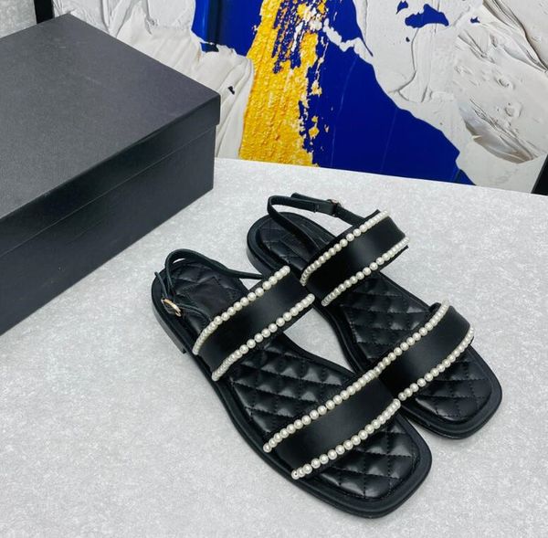 fashion ladies sandals flat with pearl chain decoration wide band ankle thin strap buckle comfortable lightweight leather strap box size 35-, Black
fashion ladies sandals flat with pearl chain decoration wide band ankle thin strap buckle comfortable lightweight leather strap box size 35-, Black