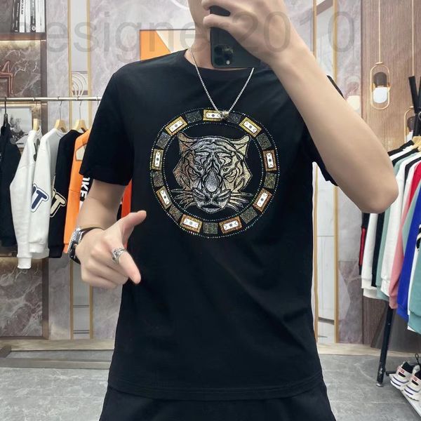men's t-shirts designer 2022 spring new diamond tiger head tencel short sleeved t-shirt men's fashion brand bottomed half t-shirt, White;black
men's t-shirts designer 2022 spring new diamond tiger head tencel short sleeved t-shirt men's fashion brand bottomed half t-shirt, White;black