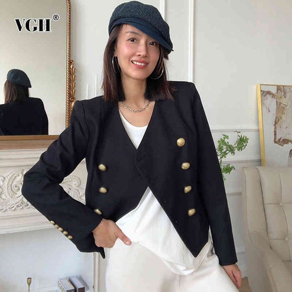 black double breasted jacket for women v neck long sleeve patchwork button casual jackets female fashion clothing 210507, Black;brown
black double breasted jacket for women v neck long sleeve patchwork button casual jackets female fashion clothing 210507, Black;brown