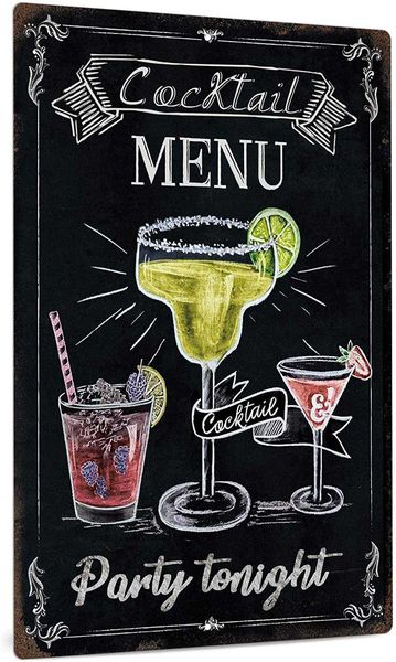 cocktail menu bar sign, vintage art wall decor for plaque poster cafe, man cave home decor for pub, club, kitchen, 12x8 inches
cocktail menu bar sign, vintage art wall decor for plaque poster cafe, man cave home decor for pub, club, kitchen, 12x8 inches