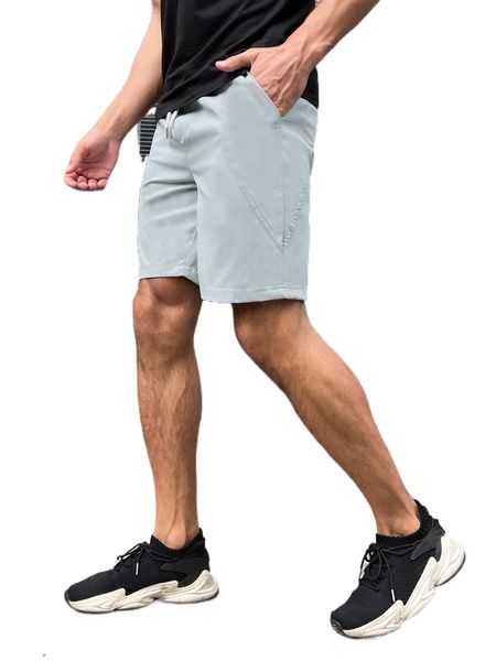 men drawstring waist slant pocket shorts j8el#, White;black 
men drawstring waist slant pocket shorts j8el#, White;black