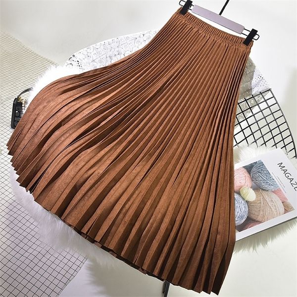 autumn winter women suede skirt high waist casual vintage pleated skirt female korean skirt female elegant long skirts 210315, Black
autumn winter women suede skirt high waist casual vintage pleated skirt female korean skirt female elegant long skirts 210315, Black