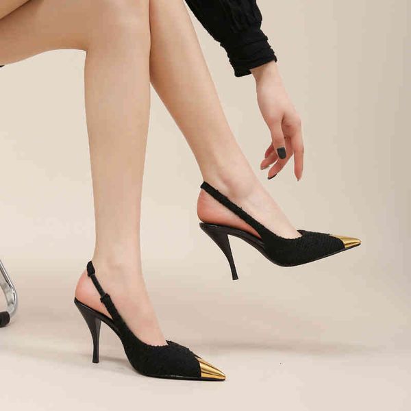 sandals women's shoes metal pointed french black thin high heels small design back empty single 5fp3
sandals women's shoes metal pointed french black thin high heels small design back empty single 5fp3