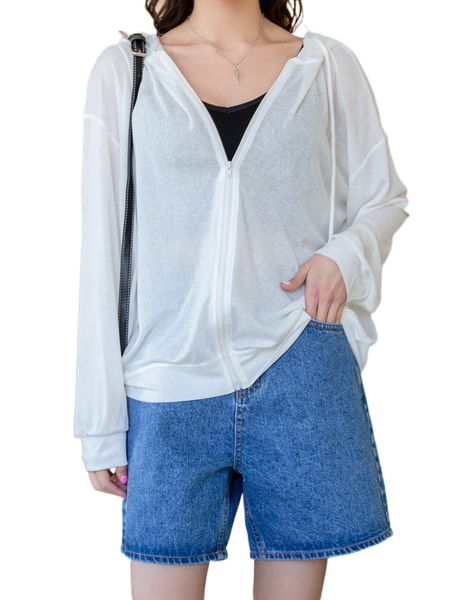 dazy drop shoulder zip up drawstring hoodie without camisole q3h8#, Black
dazy drop shoulder zip up drawstring hoodie without camisole q3h8#, Black