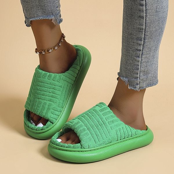 retail summer designer women towel slippers open toe thick soled slides one line home shoes, Black
retail summer designer women towel slippers open toe thick soled slides one line home shoes, Black