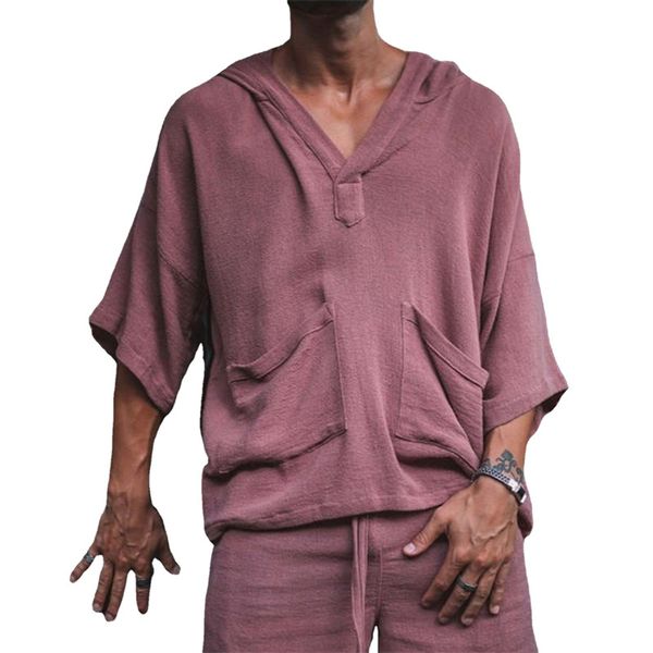 men cotton linen tracksuits two piece set loose outfits half sleeve suits, Gray
men cotton linen tracksuits two piece set loose outfits half sleeve suits, Gray