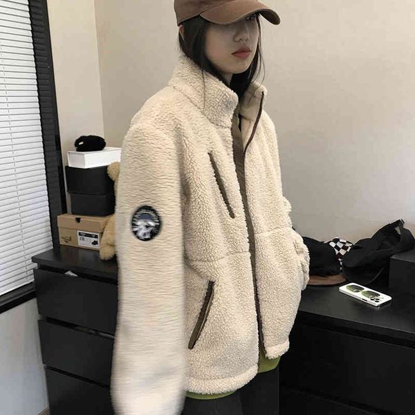 women's wool & blends american epaulet stand collar zipper fleece lamb coat women's long sleeve autumn and winter trend u6eo, Black
women's wool & blends american epaulet stand collar zipper fleece lamb coat women's long sleeve autumn and winter trend u6eo, Black