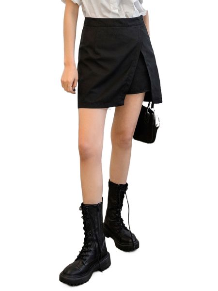 dazy high waist wrap front skort v64m#, White;black