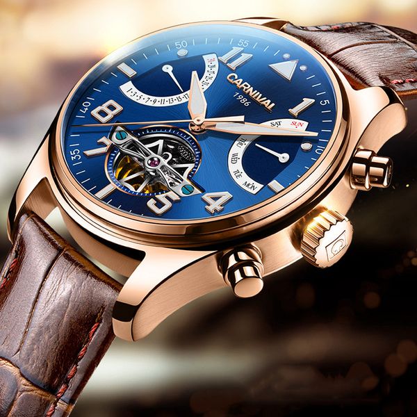 carnival men's watch fully automatic mechanical tour-billon hollow out dial multifunctional luminous waterproof watch, Slivery;brown
carnival men's watch fully automatic mechanical tour-billon hollow out dial multifunctional luminous waterproof watch, Slivery;brown
