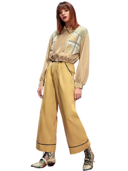 x minosone plaid zipper pocket contrast piping pants c7iv#, Black;white
x minosone plaid zipper pocket contrast piping pants c7iv#, Black;white