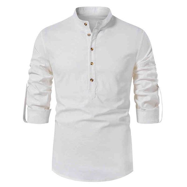 men's casual shirts european men's solid color stand collar linen half cardigan long sleeved shirt youth loose hwfu, White;black
men's casual shirts european men's solid color stand collar linen half cardigan long sleeved shirt youth loose hwfu, White;black