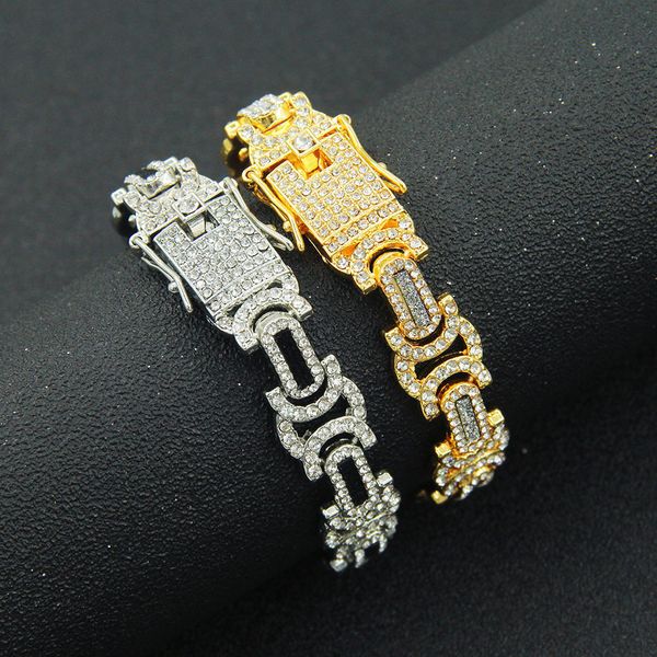 hip hop men's domineering splicing motorcycle punk bracelet glitter pink cool hiphop trendy player ornaments, Silver
hip hop men's domineering splicing motorcycle punk bracelet glitter pink cool hiphop trendy player ornaments, Silver