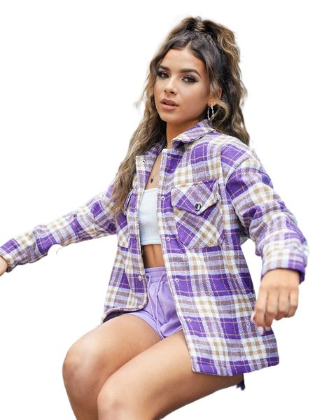 x kimberly loaiza flap pocket plaid tweed coat c1ww#, Black 
x kimberly loaiza flap pocket plaid tweed coat c1ww#, Black