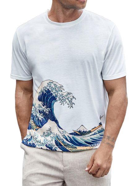 extended sizes men wave print tee k6fz#, White;black