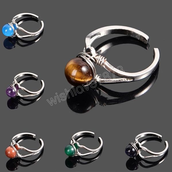 natural stone crystal rings for women fashion wire wrap adjustable open finger ring female handmake gifts party jewelry, Silver
natural stone crystal rings for women fashion wire wrap adjustable open finger ring female handmake gifts party jewelry, Silver