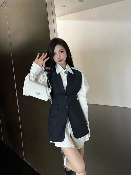 two piece dress designer p home 22 spring and summer new small suit stitched shirt bubble sleeve slim fit fashion 3vdt, White
two piece dress designer p home 22 spring and summer new small suit stitched shirt bubble sleeve slim fit fashion 3vdt, White