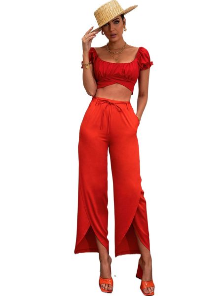 petal hem belted slant pocket pants f7mz#, Black;white
