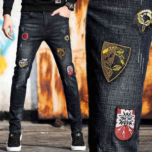 jeans 2022 men's chinese style embroidery three-dimensional elastic irregular badge youth leggings, Blue
jeans 2022 men's chinese style embroidery three-dimensional elastic irregular badge youth leggings, Blue