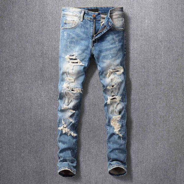 men's jeans knee hole patch slim fit ankle jeans men's korean fashion youth elastic brand pants 8bvd, Blue
men's jeans knee hole patch slim fit ankle jeans men's korean fashion youth elastic brand pants 8bvd, Blue