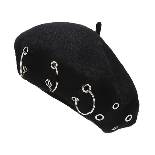 fashion winter berets for women girl punk rock style iron rings beret caps retro wool hats black woolen painter 220817gx, Blue;gray
fashion winter berets for women girl punk rock style iron rings beret caps retro wool hats black woolen painter 220817gx, Blue;gray