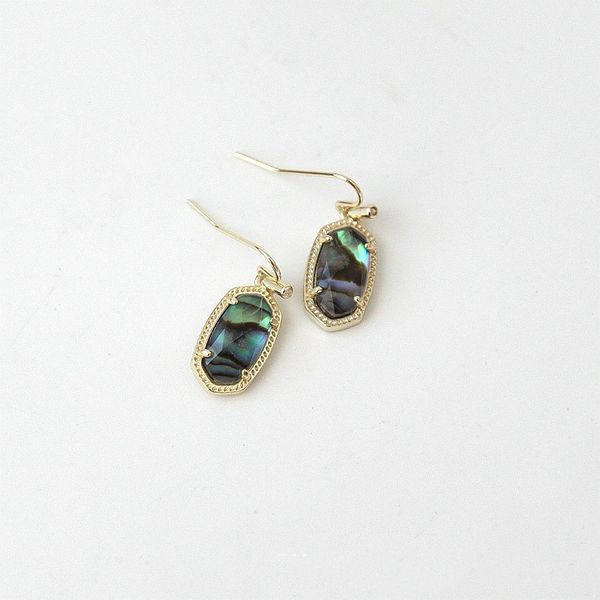 abalone shell drop earrings dangles in gold & silver with cards