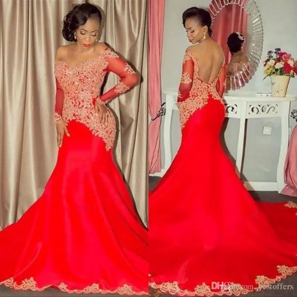 2022 arabic red prom dresses long sleeves mermaid off the shoulder gold lace appliques evening dresses formal party gowns, Black;red
2022 arabic red prom dresses long sleeves mermaid off the shoulder gold lace appliques evening dresses formal party gowns, Black;red