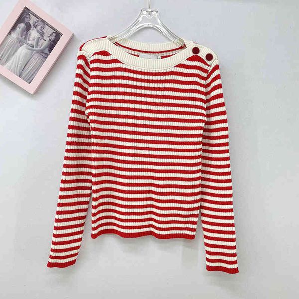 women's knits tees early spring women's one line neck wool navy leisure long sleeve pink stripe thin sweater, White
women's knits tees early spring women's one line neck wool navy leisure long sleeve pink stripe thin sweater, White