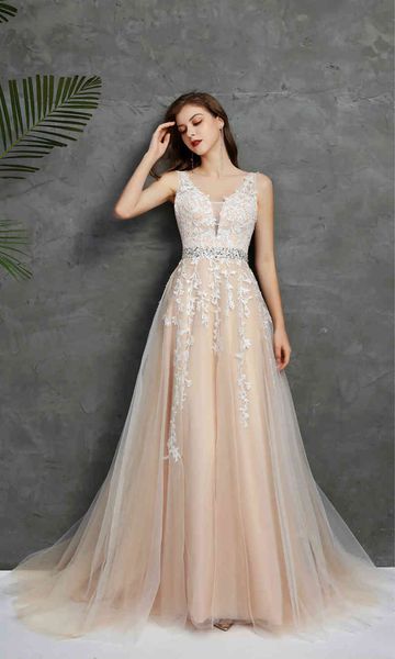 ball gown wedding dresses double shoulder wedding dress mori simple deep v-neck slim a travel small tail soft yarn shows thin, White
ball gown wedding dresses double shoulder wedding dress mori simple deep v-neck slim a travel small tail soft yarn shows thin, White