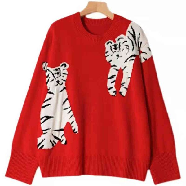 women's hoodies sweatshirts benmingnian tiger jacquard sweater women's spring design sense niche red lazy, Black
women's hoodies sweatshirts benmingnian tiger jacquard sweater women's spring design sense niche red lazy, Black
