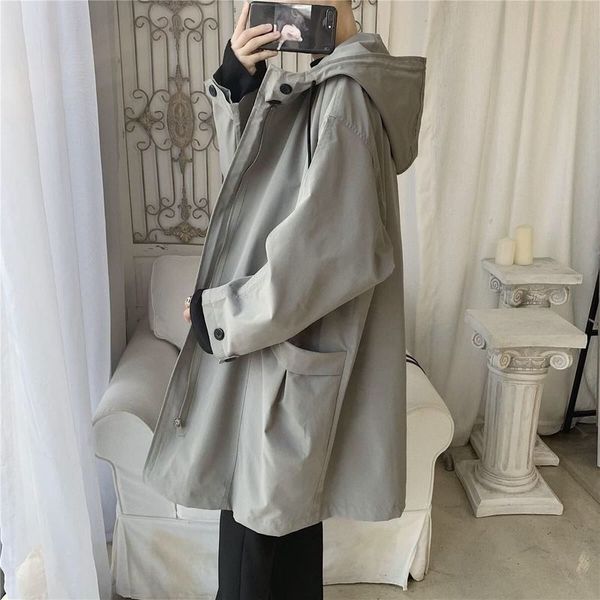 men's trench coats casual windbreaker for men trend korean preppy midlength simple coat loose spring autumn hooded jacket women bf cool, Tan;black
men's trench coats casual windbreaker for men trend korean preppy midlength simple coat loose spring autumn hooded jacket women bf cool, Tan;black