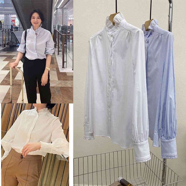 women's polos p130145 french court style small high collar gentle lace blouse, White 
women's polos p130145 french court style small high collar gentle lace blouse, White