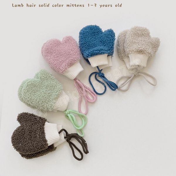 kids mittens with lacing winter warm plush thicken baby girl boy lamb wool full finger glove, White
kids mittens with lacing winter warm plush thicken baby girl boy lamb wool full finger glove, White