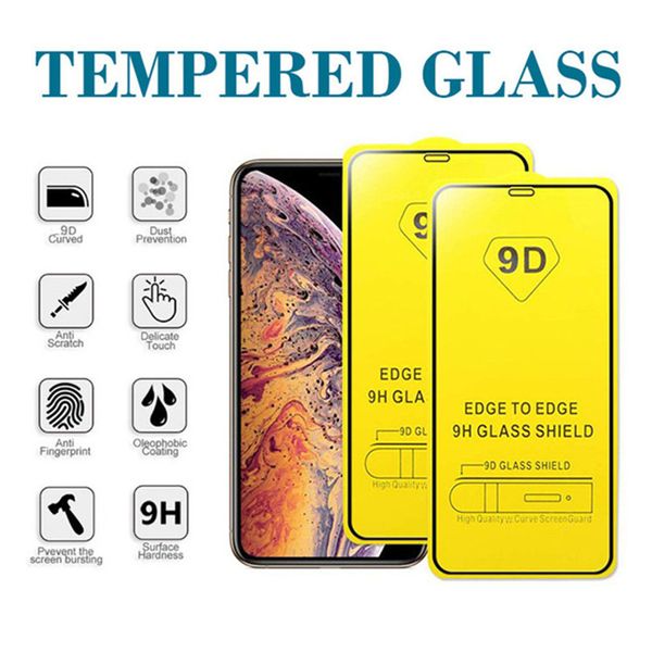 Image of 9D Tempered Glass HD Full Coverage Screen Protector for iPhone 12 11 Pro Max XS XR X 8 Samsung S20 FE S21 Plus A12 A02S A32 A42 A52 A72 5G A