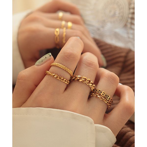 peri sbox 8 designs classic stainless steel chain ring women metal gold colour twist geometric rings anillos daily jewelry 220716, Slivery;golden
peri sbox 8 designs classic stainless steel chain ring women metal gold colour twist geometric rings anillos daily jewelry 220716, Slivery;golden