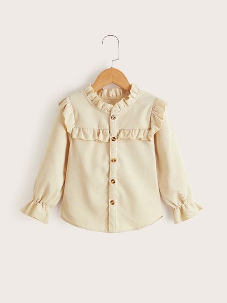 toddler girls ruffle trim corduroy blouse she, White;black
toddler girls ruffle trim corduroy blouse she, White;black