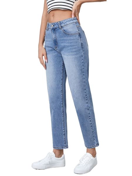 blues slant pocket mom fit jeans l6bf#, Blue
blues slant pocket mom fit jeans l6bf#, Blue