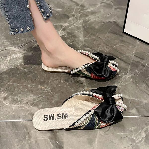 lady slippers summer fashion lovely bow pearl outdoor comfortable versatile personality leisure soft sole sandals, Black
lady slippers summer fashion lovely bow pearl outdoor comfortable versatile personality leisure soft sole sandals, Black
