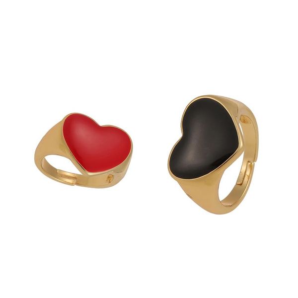 cluster rings y2k classic red black love heart enamel chunky punk hip hop gold color geometric finger ring for women party jewelry gifts, Golden;silver 
cluster rings y2k classic red black love heart enamel chunky punk hip hop gold color geometric finger ring for women party jewelry gifts, Golden;silver